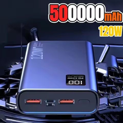 500000mAh Power Bank Large Capacity Super Fast Charging Digital Display External Powerbank Charger f
