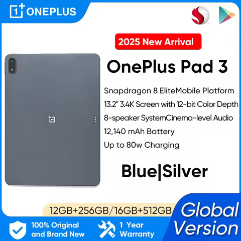 Global Version OnePlus Pad 3 12GB 256GB Tablet Snapdragon 8 Elite 13.2" 144Hz Display 3.4K Resolutio