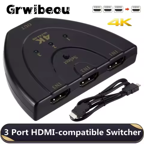 3x1 HDMI-compatible Switch Splitter Come with High Speed HDMI Cable 4k 3D 3 in 1 Out HDMI-compatible