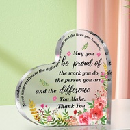 [whfashionkk] Thank You Gift Women Acrylic Heart Gift Office Desk Decor Farewell Gift Clear Apprecia