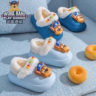 Cotton-lined slippers with funny dog stickers for boys A57