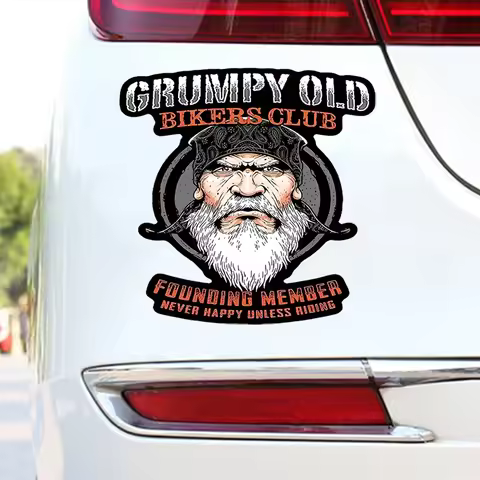 JT430# Grumpy Old Bikers Club Founding Member Never Happy Unless Riding Decal Suitable For Cars,, Mo