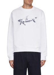 PAUL & SHARK SHARK PRINT COTTON FLEECE SWEATSHIRT