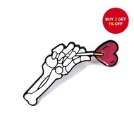 Punk Skeleton Hand Brooch Couple Gothic Lollipop Pin