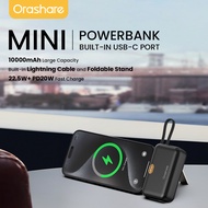 Orashare PNS10 10000mAh Mini Powerbank Built-In USB-C Connector & iP Cable With Foldable Stand