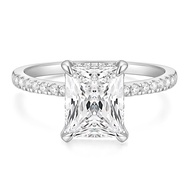 TIGRADE 4CT Engagement Ring for Women Radiant Cut Cubic Zirconia Wedding Band CZ Promise Anniversary