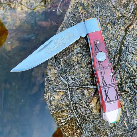 Watchman Trapper Knives Pocket Double Blades Slip Joint Folding Knife Classic Bone Grips Mirror Fini