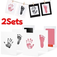 2Pcs Ink‑less Baby Handprint Footprint Kits Safe Non‑toxic No-Touch Skin Ink Pads for 0-10 Months Ne