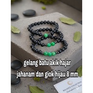 HIJAU Hajar Jahanam agate bracelet and 1 2 3 green jade 8 mmnatural