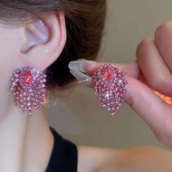 Pink Full-Diamond Earrings Firework Earrings Water Diamond Earrings Fashion Luxury Earrings