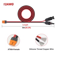 12 AWG Solar to XT60i Cable 1m~10m (3.2ft~32.8ft) Solar Connector to XT60i-F Adapter Cable suitable 