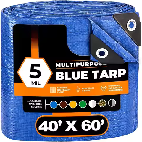 Heavy Duty Blue Poly Tarp 40x60 Feet Waterproof Weather Resistant Cover Multipurpose Durable Polyeth