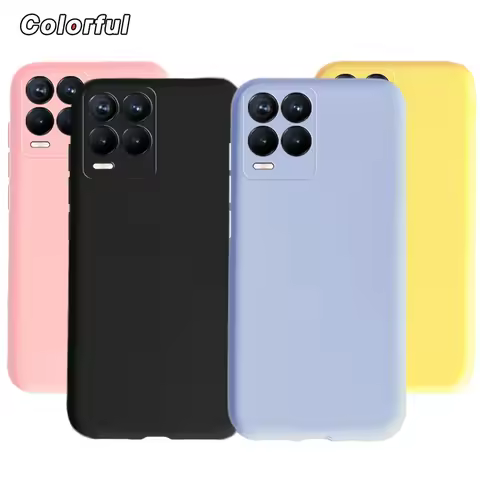 For Realme 8 Pro Case Cover for Realme 8 2021 RMX3085 RMX3081 Liquid Silicone Soft TPU Phone Bumper 