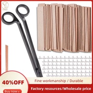 100 Pcs Wood Candle Wicks Smokeless 5.1 X 0.5 Inch with Wick Trimmer for Candles