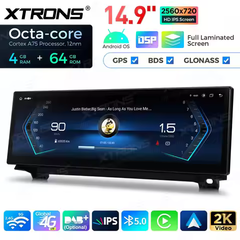 XTRONS 14.9'' 14 Car Radio For 5 Series F10/ F11 CIC/ NBT System 8 Core 4+64GB Car Rado With 4GLTE C