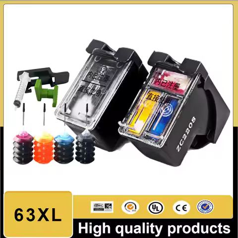 63XL Refilled Ink Cartridge F6U64A F6U63A for HP63 Officejet 5200 4652 4655 3830 4650 4656 4657 & EN
