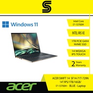 ACER SWIFT 14 71T-729N - Laptop (14 WQXGA IPS TOUCH/I7-13700H/16GB/1TB/INTEL IRIS XE/W11/2Y Warranty