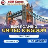 eSIM United Kingdom 1 GB Data | 7 Days | eSIM Roaming | eSIM Travel | eSIM Inggris / England / UK