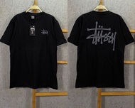 Kaos Pendek/T-Shirt Stussy Logo Warna Abu Depan Belakang Hitam Premium Mirror