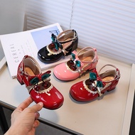 Spring Autumn Girl Leather Shoes Mary Jane Chic Bowknot Children Fashion High Heel Shoes Wedding Par