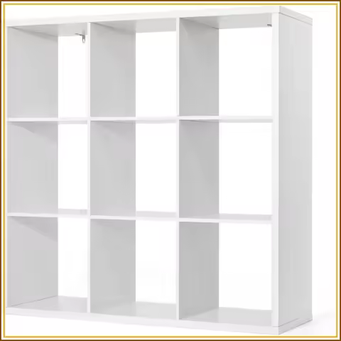 13-Inch Cube Storage Organizer Shelf, 6/8/9-Cube, Open Bookcase, Rustic Grey Oak/White