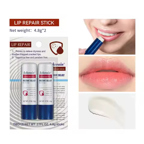 2pcs/Lot Moisturizing Lip Repair Stick Instant Relief For Dry Lips Lip Balm Paraben Free Lip Care Pr