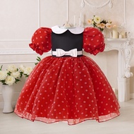 MQATZ ชุดเดรสเจ้าหญิงคอตุ๊กตาแขนพองลายจุดชุดเดรสปาร์ตี้วันเกิดสำหรับเด็กเครื่องแต่งกายแบบเป็นทางการแ