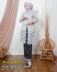 Setelan Kebaya Modern Wanita Terbaru//Setelan Kebaya Tunik Brokat Kekinian//Setelan Kebaya Kancing S