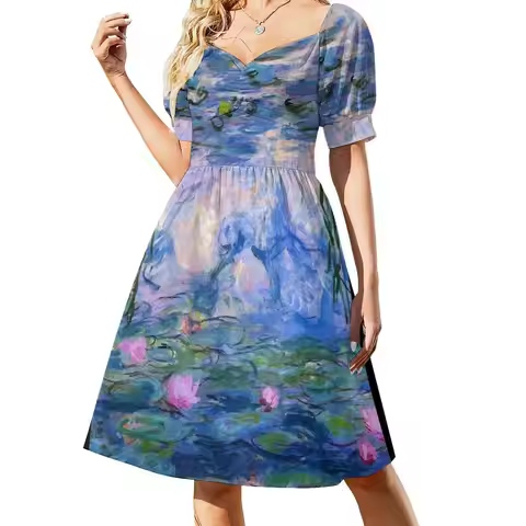 Claude Monet Water lilies (16) Short Sleeved Dress summer dresses womens 2025 birthday dresses for w