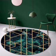 Green Marble Round Floor Carpet Luxury Emerald Rug Coffee Table Rug Anti-slip Chair Mats Bedroom Was