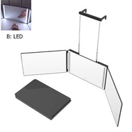 3 Way Mirror for Self Hair Cutting with LED Adjustable Height USB Rechargeable 360° Barber Mirror Tr