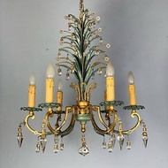 古董水晶吊燈法國1910年代|古董金屬水晶吊燈