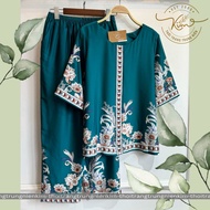 Sét bộ lụa trung niên cao cấp hoa văn hoạ tiết sang trọng Bigsize quần dài 90cm