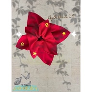 Red Square Scrunchies with Yellow Stars – Outstanding Hair Accessories & Ethnic Pride