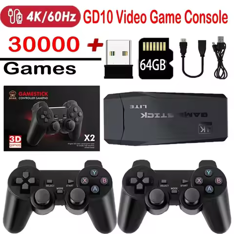 GD10 2.4GB Dual Wireless Controller 4K HD Video Game Console 32GB Built-in 15000 Games Retro Game St