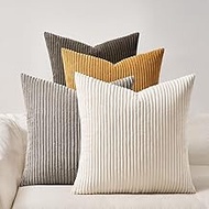 Topfinel Cushion Cover 40x40 set of 4 Pcs Velvet Yellow Brown Cushion Covers Decorative Cushion Cove