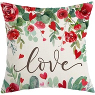 AACORS Valentine's Day Pillow Cover 18X18 Inch Red Heart Rose Floral Love Decor Holiday Farmhouse Pi