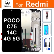 จอแอลซีดีสำหรับ XIAOMI Redmi POCO C75 14C 4G 5G 2411DRN47C 2411DRN47I จอแสดงผลหน้าจอดิจิตอลอะไหล่ +