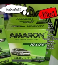 Amaron แพ็คเก็จใหม่รุ่น42B20L (รับประกัน 2 ปี) ขนาดยาว20 กว้าง13 สูง23 เซนติเมตร Honda city Jazz Bri