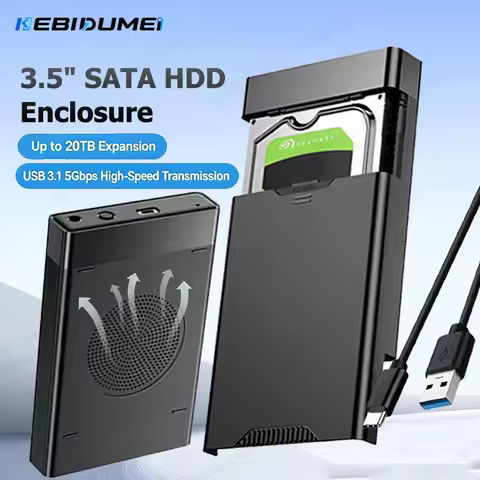 KEBIDUMEI 3.5 Inch HDD Case SATA To USB3.1 External Hard Drive Case 5Gbps High Speed Hard Disk Housi