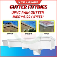 UPVC RAIN GUTTER - MIDDY G100 - WHITE - RAIN WATER DRAIN