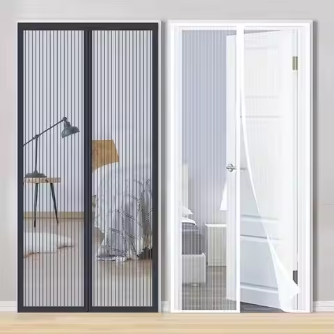 Black Magnetic Door Screen Mosquito Net Invisible Mesh Summer Insect Proof Net Automatic Closing Doo