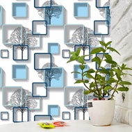 WALLPAPER STIKER DINDING ELEGANT MOTIF KOTAK BIRU UKURAN 45 CM X 5 METER BAYAR DI TEMPAT