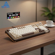 SOLAKAKA A99PRO Smart-Screen Mechanical Keyboard, 3-Mode, 8000mAh, Hot-Swappable, RGB, Macaron 99 Ke
