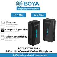 [Clearance 60%OFF]BOYA BY-XM6-S1/S2 Wireless Lavalier Microphone Vlogging Lapel Mic Dual-Channel for