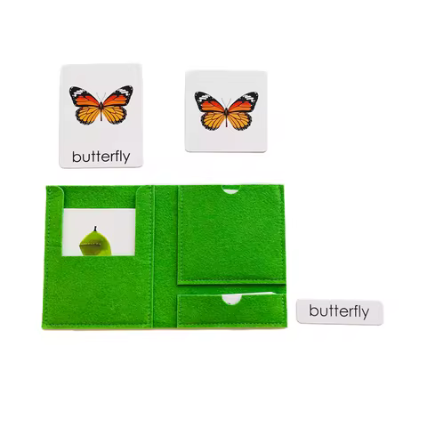 Montessori Language Materials Felt Bag for 3-Part Cards Life Cycle Activities Accessories Papers Clo