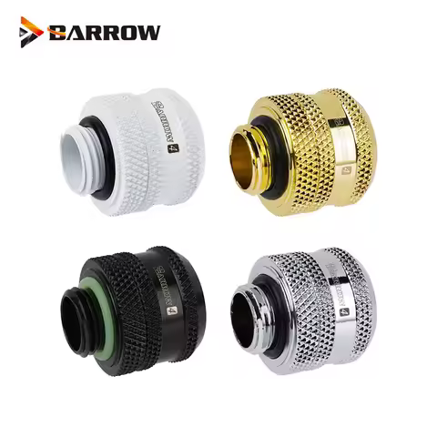 Barrow G1/4" OD12mm/14mm/16mm Hard Tube Hand Compression Fittings Connector,Black,Silver,White ,Gold