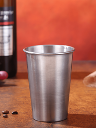 1pc Stainless Steel Beer Glass, Camping Travel Portable Water Glass, Rolled Edge Liquor Glass Drinki