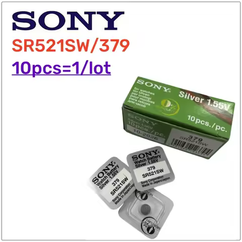 10pcs Original for SONY 379 Batteries SR521SW 379A 379 179 D379 SR63 1.5V Alkaline Coin Cell Silver