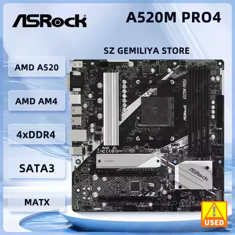 ASRock A520 Motherboard A520M Pro4 Motherboard AM4 DDR4 128GB Micro ATX M.2 support Ryzen 5600 3400 